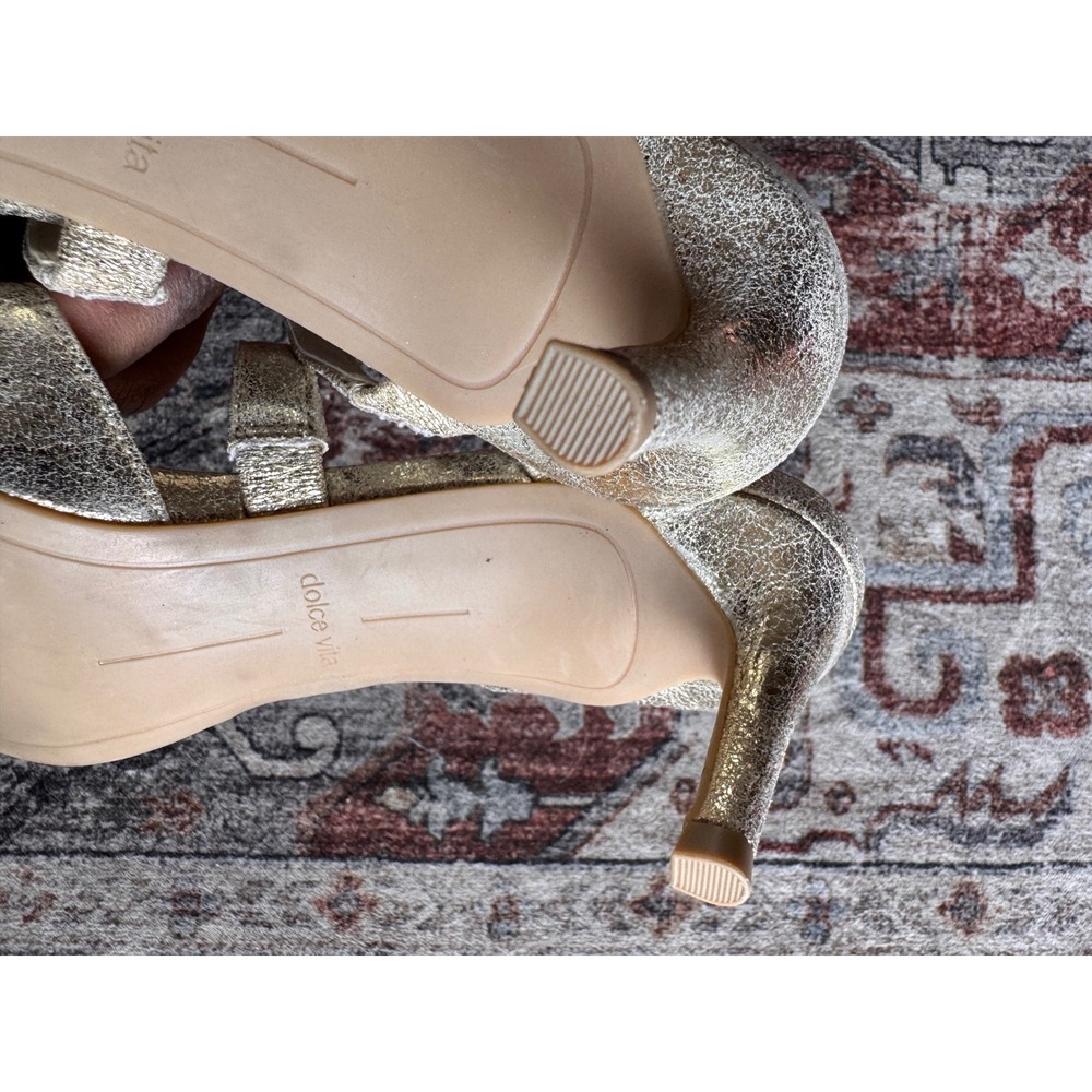 NWOT Dolce Vita Womens Silver Gold Metallic Pointed Toe Mule Heels Slip On  9 - Picture 6 of 12